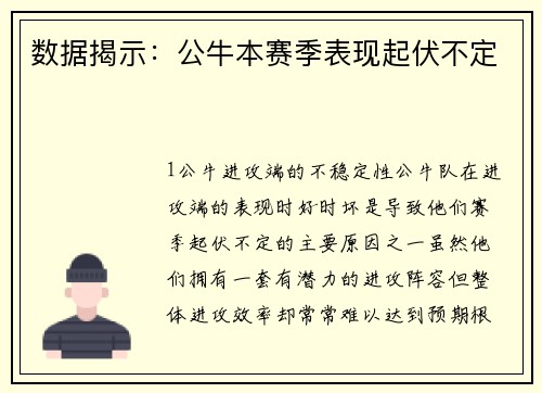 数据揭示：公牛本赛季表现起伏不定